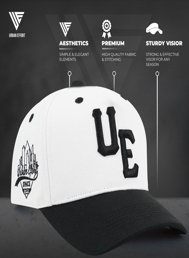 Urban Effort Vintage Trucker hat - for Men Women Baseball Hat - Trendy Sports Snapback Closure for Your Style & Outdoors (Curved Bill, White/Black) - Image 3